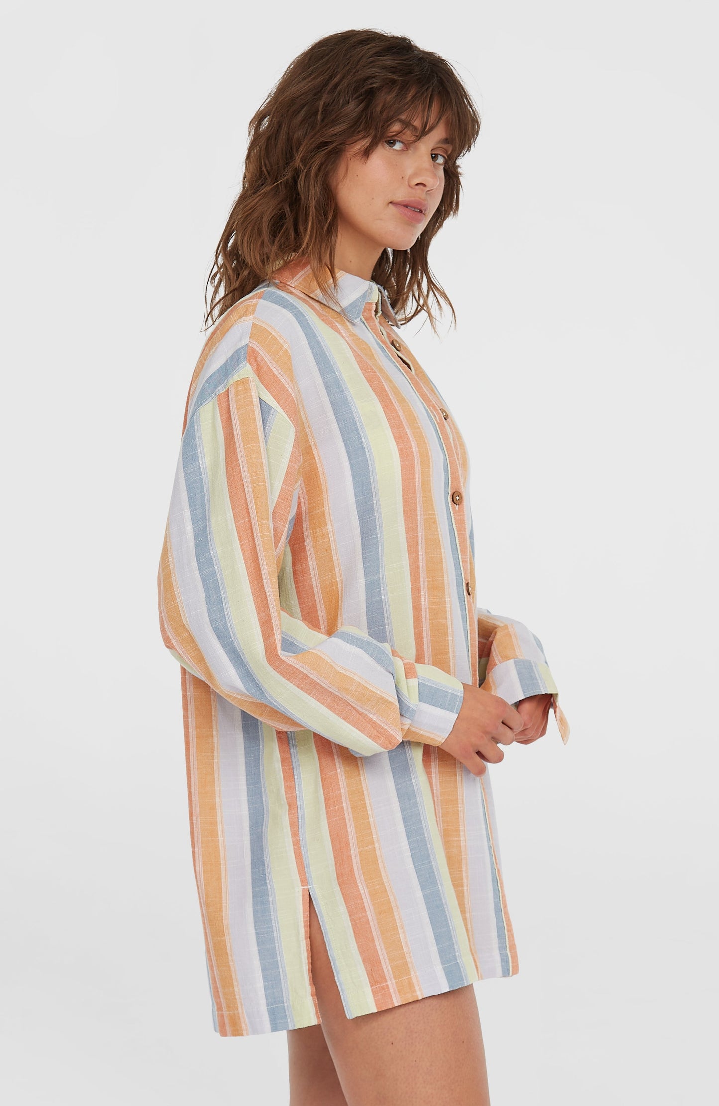 Beach Vintage Long Shirt Women Vintage Stripe