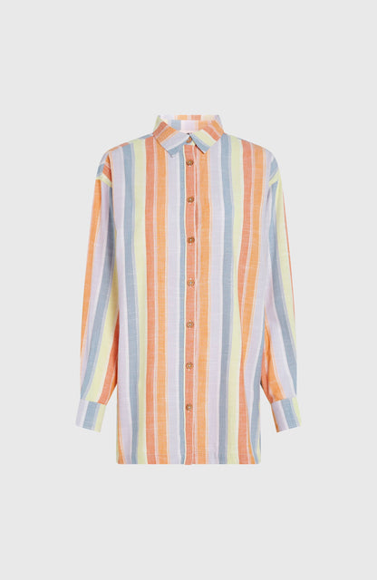 Beach Vintage Long Shirt Women Vintage Stripe