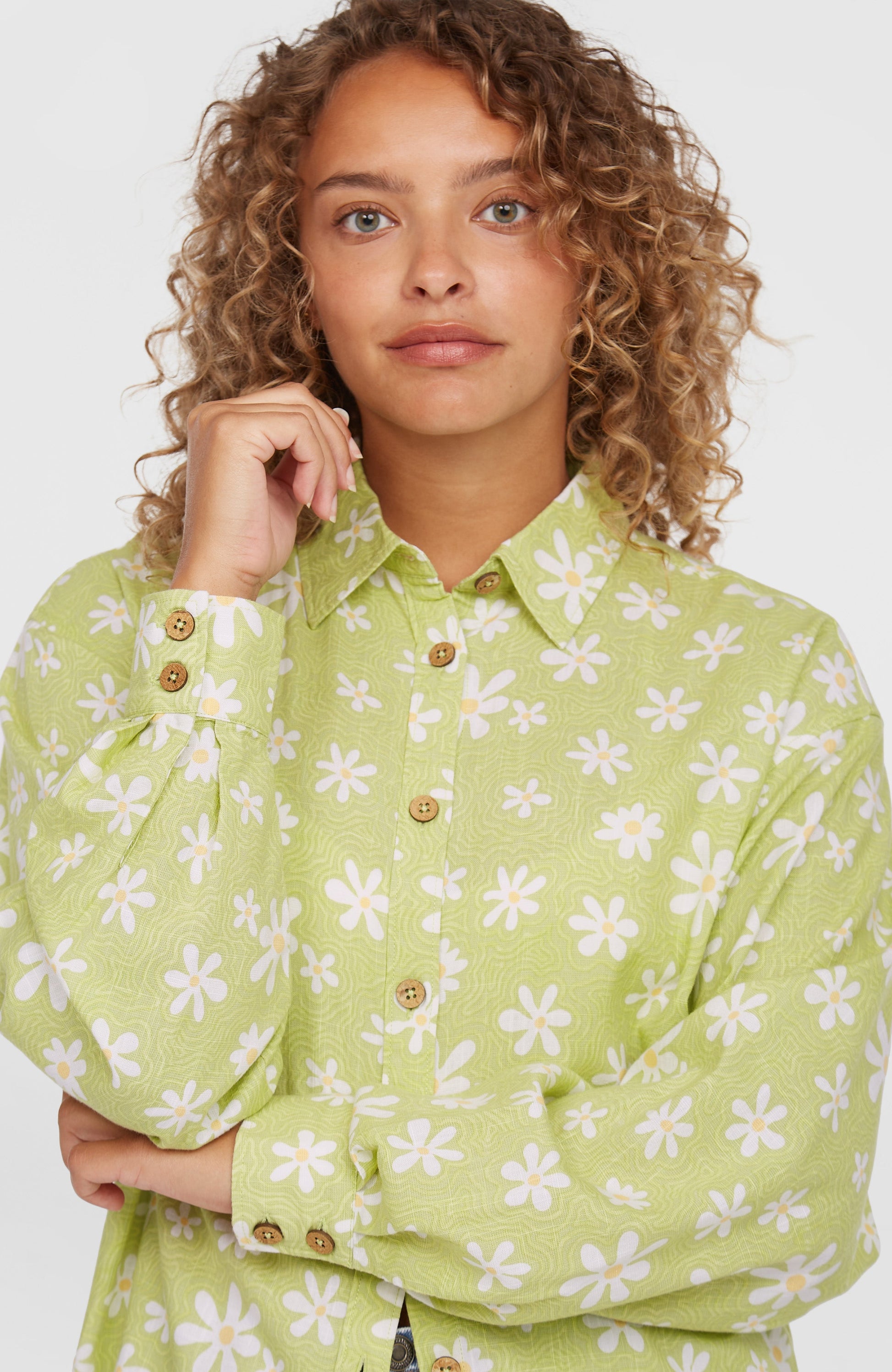 Beach Vintage Long Shirt Women Green Daisyline