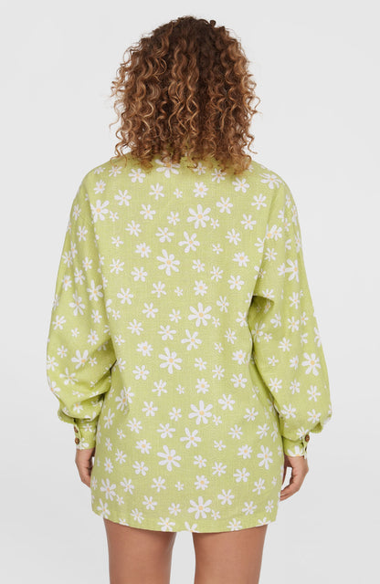 Beach Vintage Long Shirt Women Green Daisyline