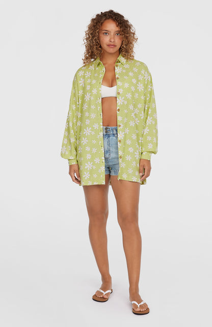 Beach Vintage Long Shirt Women Green Daisyline