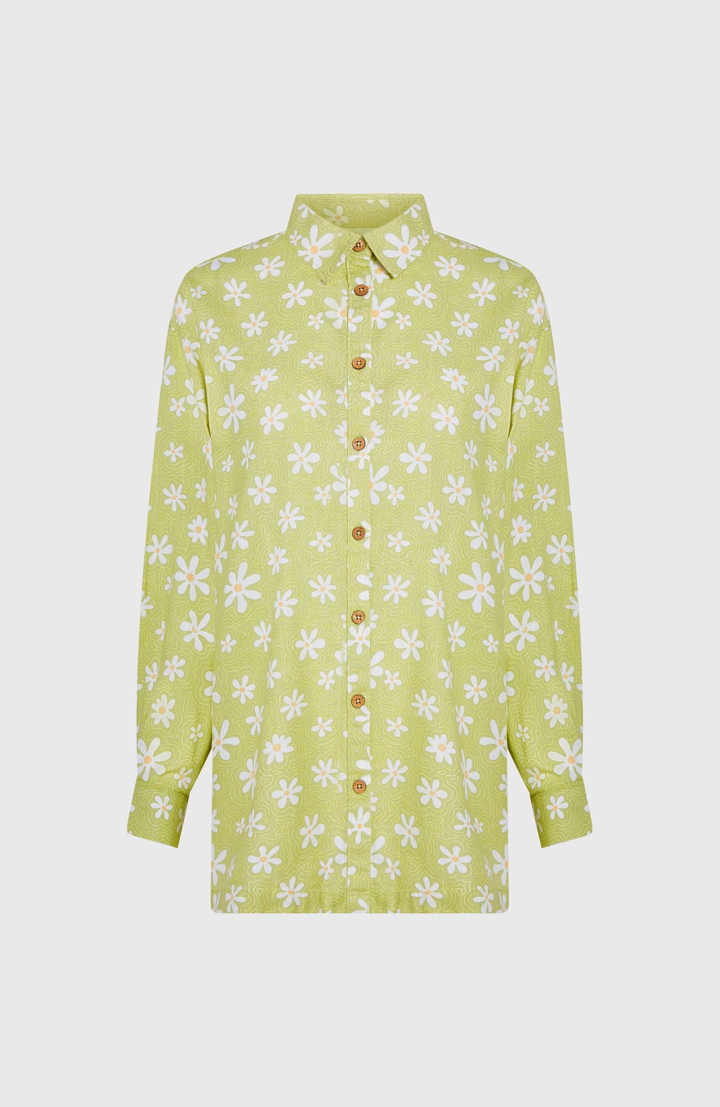Beach Vintage Long Shirt Women Green Daisyline