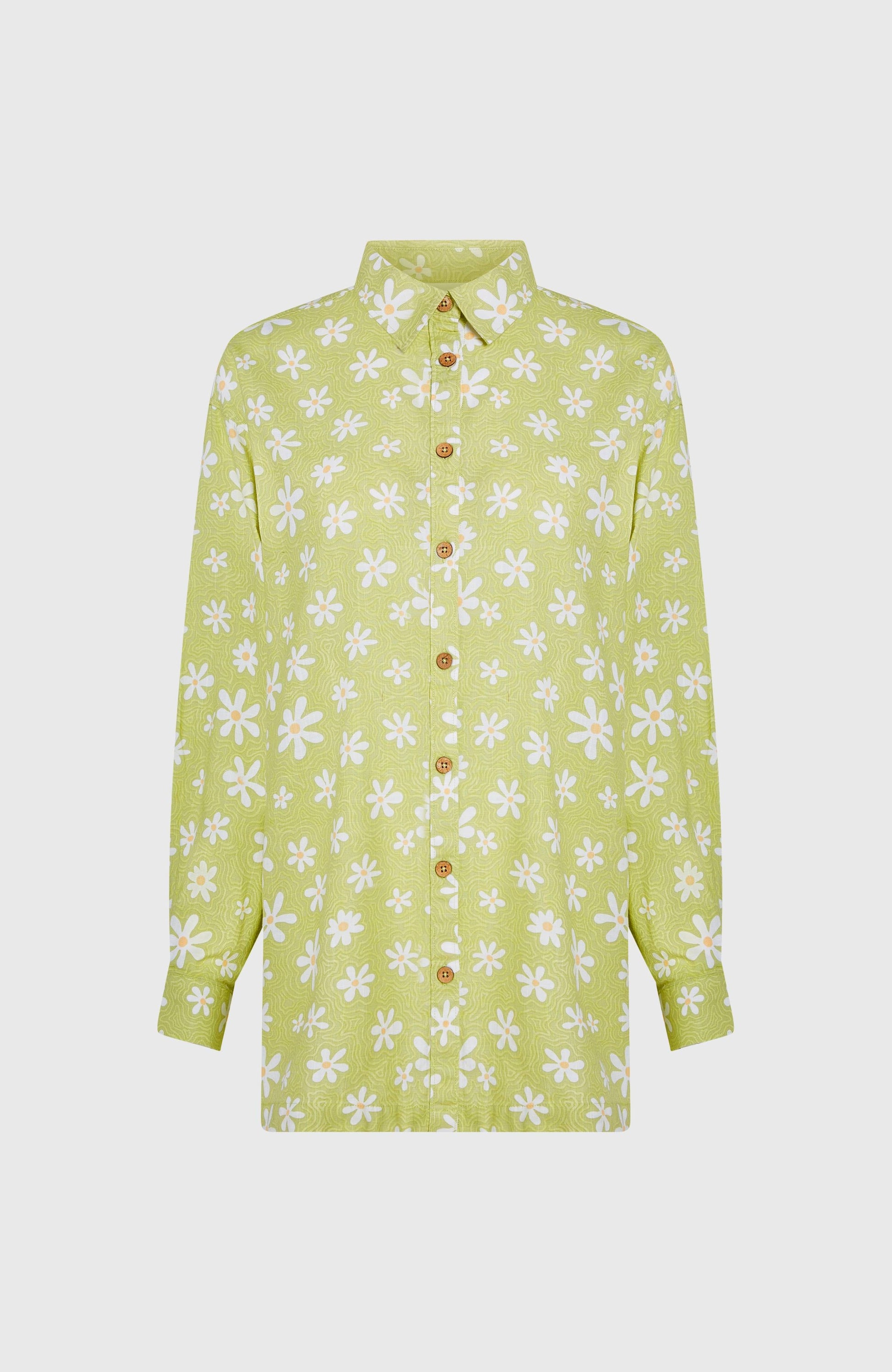 Beach Vintage Long Shirt Women Green Daisyline