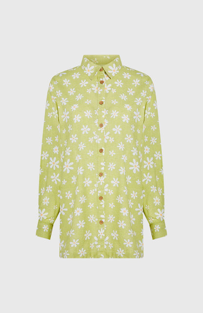 Beach Vintage Long Shirt Women Green Daisyline