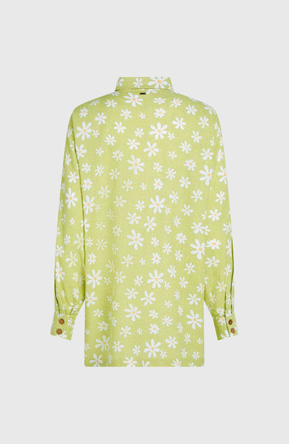 Beach Vintage Long Shirt Women Green Daisyline