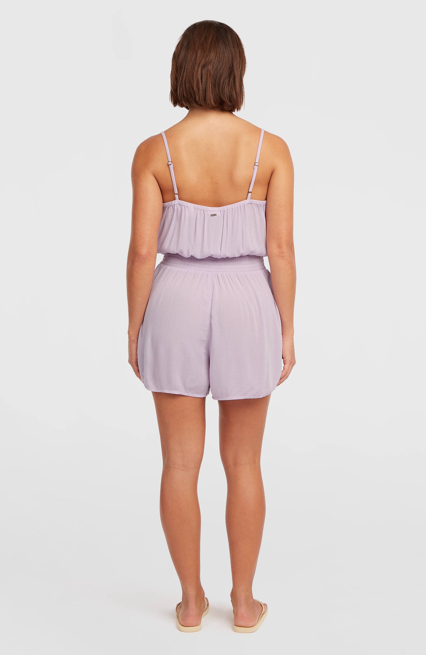 Thin Strap Buttoned Romper Women Pale Lavender