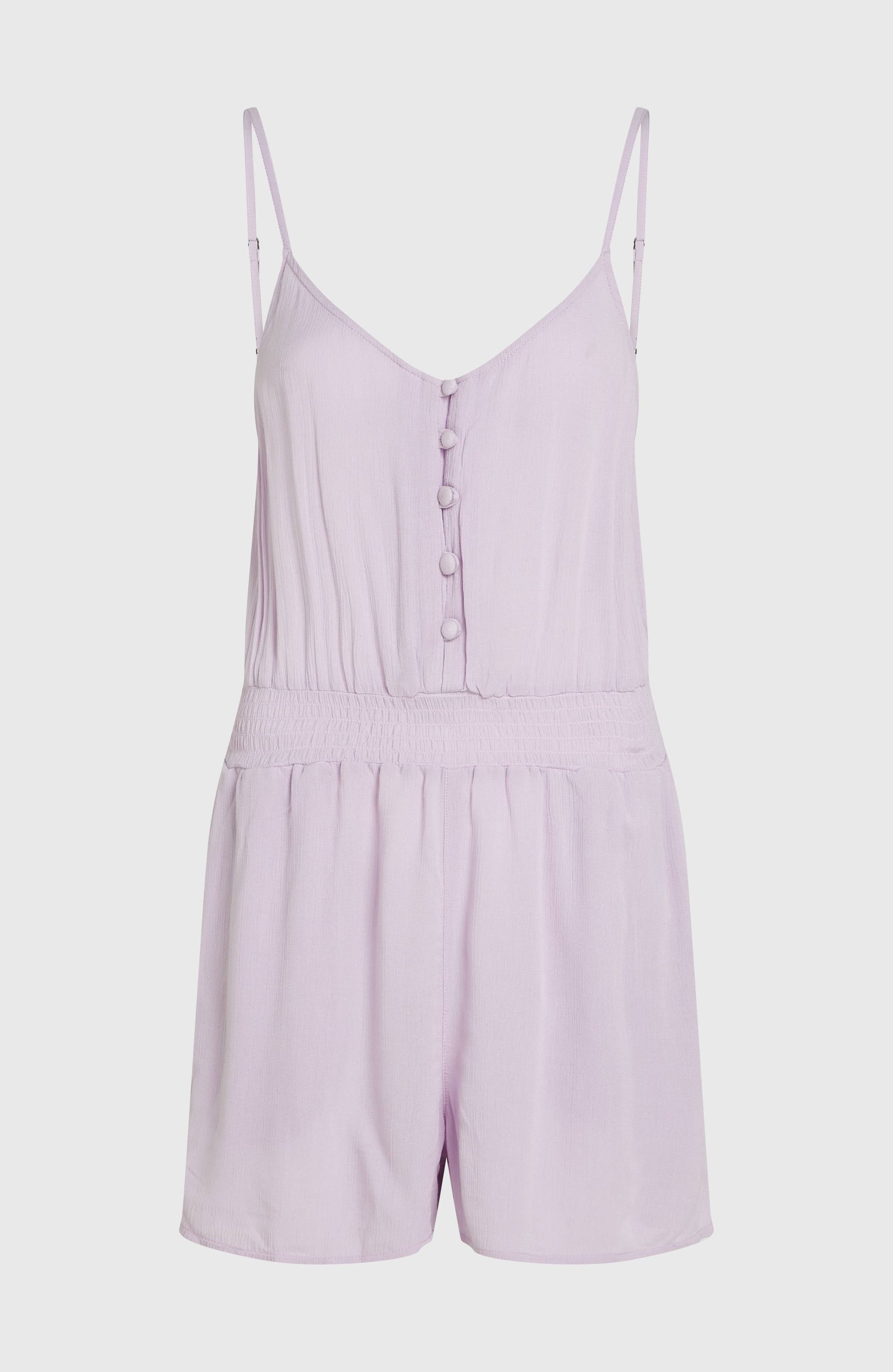 Thin Strap Buttoned Romper Women Pale Lavender