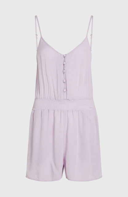 Thin Strap Buttoned Romper Women Pale Lavender
