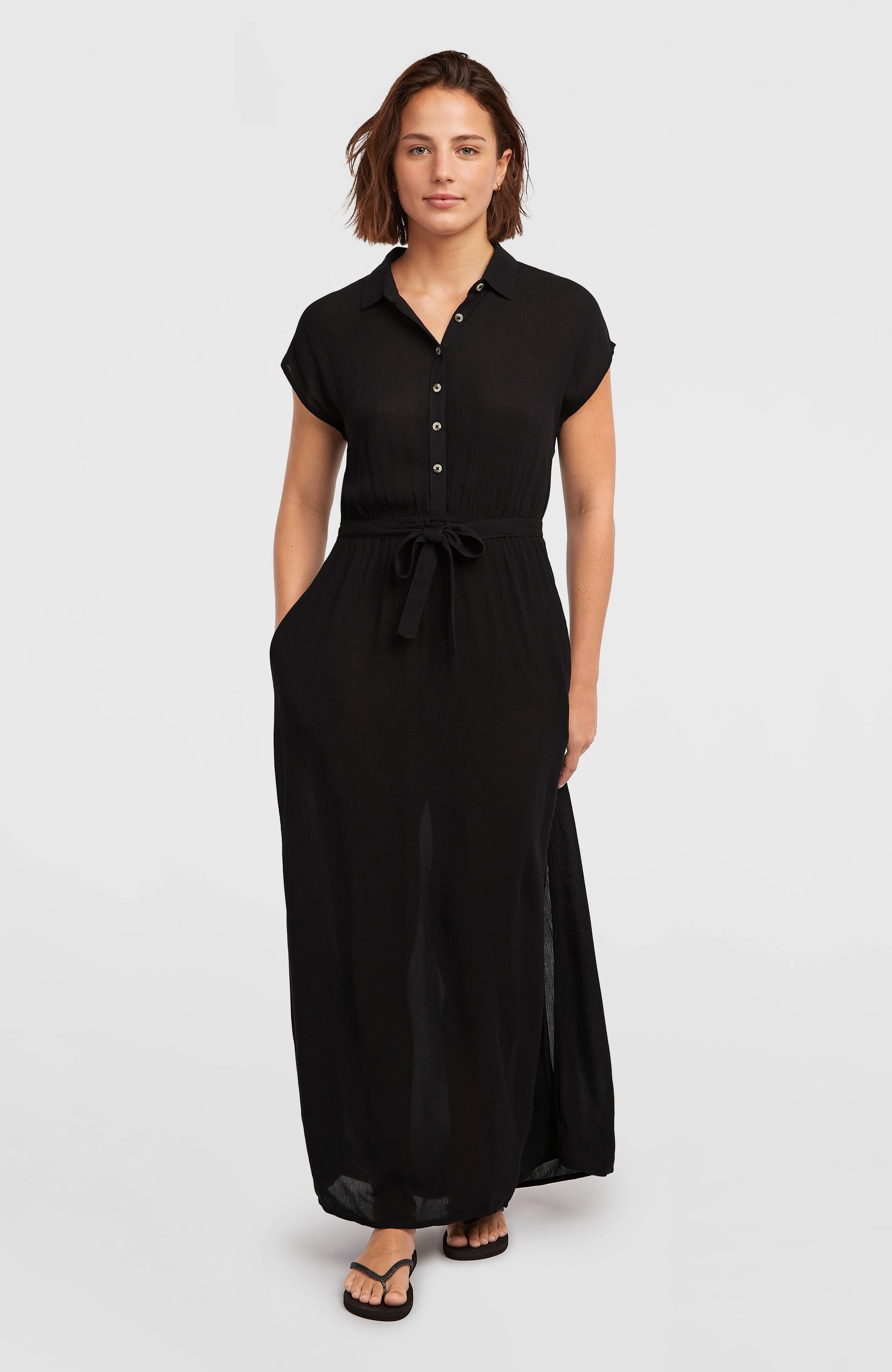 Lori Maxi Shirt Dress Women Black Out