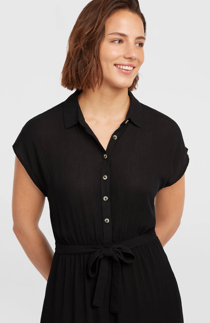 Lori Maxi Shirt Dress Women Black Out