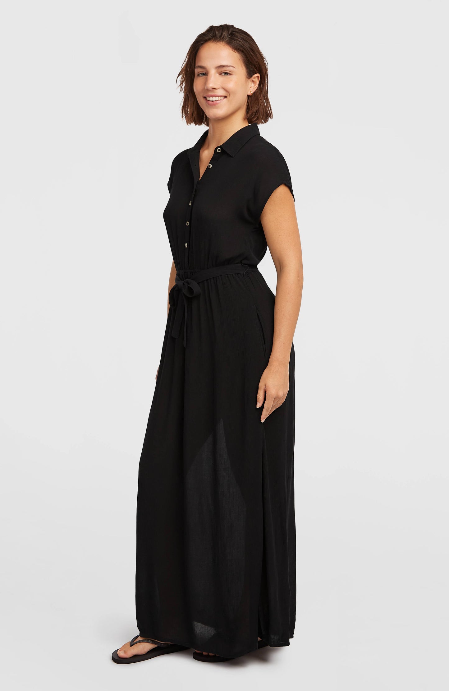 Lori Maxi Shirt Dress Women Black Out