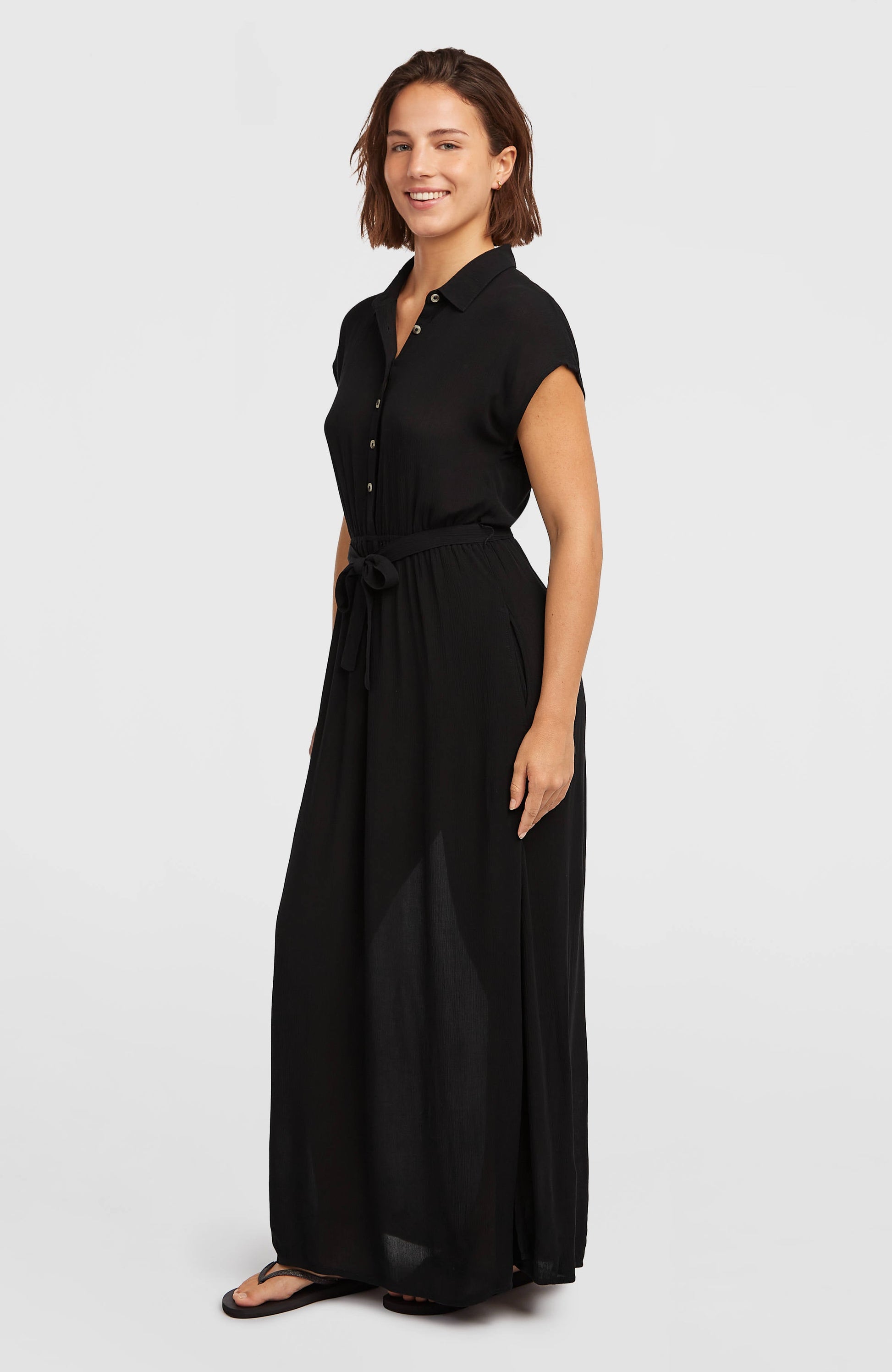 Lori Maxi Shirt Dress Women Black Out