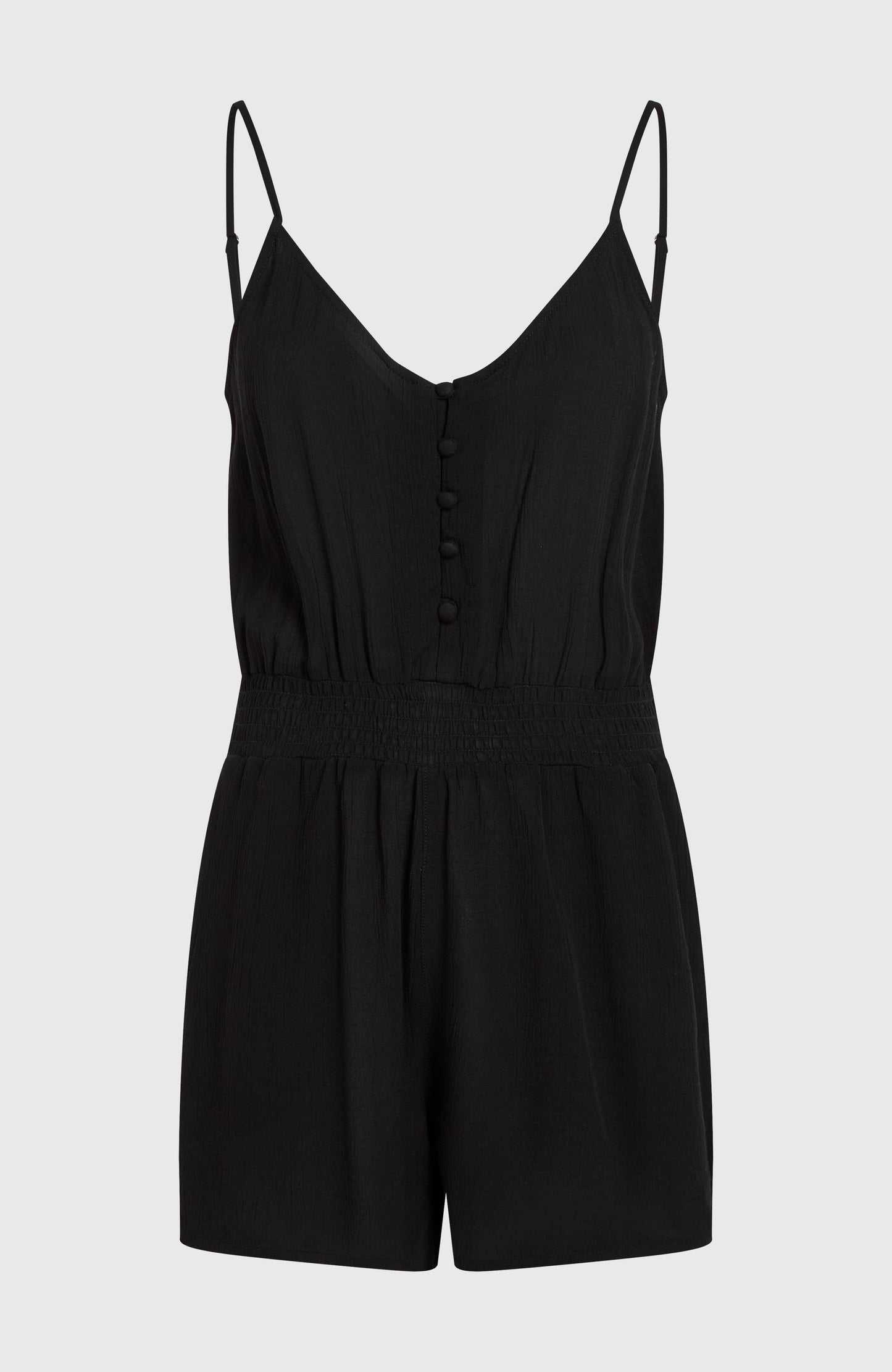 Thin Strap Buttoned Romper Women Black Out