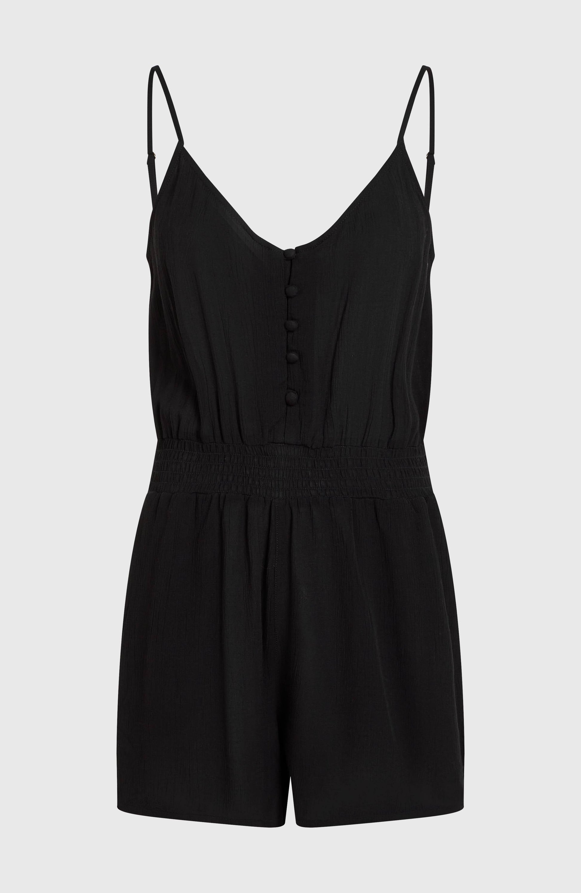 Thin Strap Buttoned Romper Women Black Out