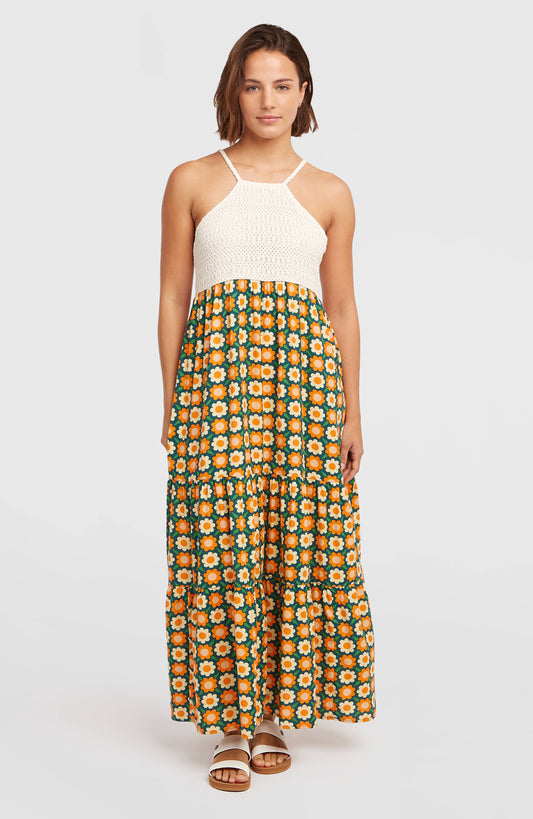 O'Riginals Maxi Dress Women Green Retro Flower