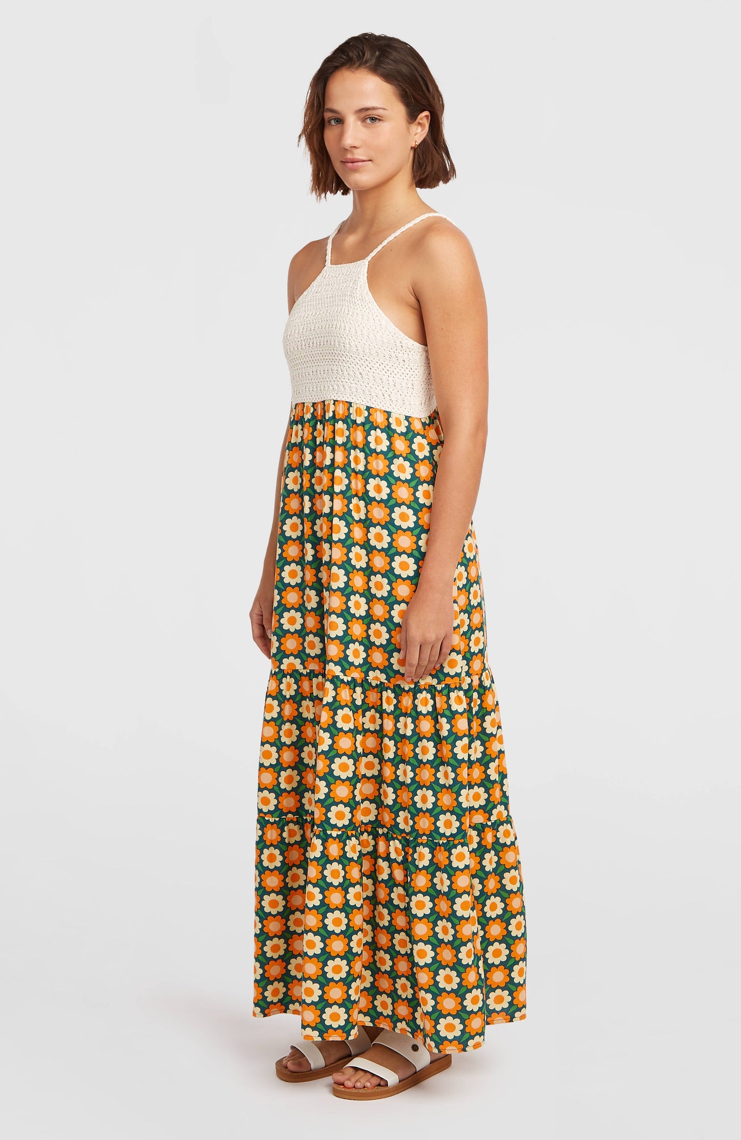O'Riginals Maxi Dress Women Green Retro Flower