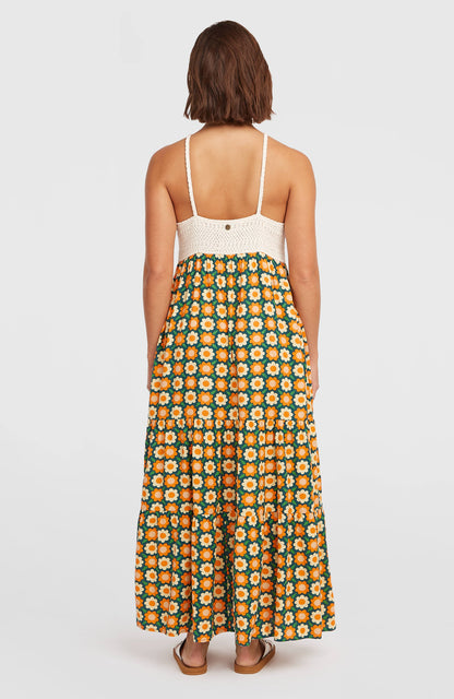 O'Riginals Maxi Dress Women Green Retro Flower