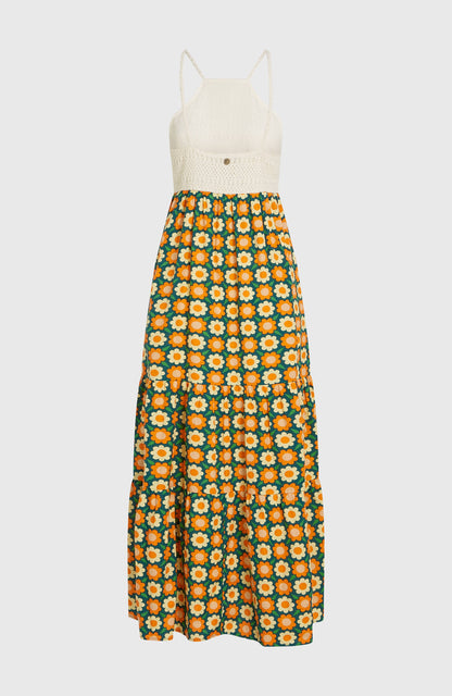 O'Riginals Maxi Dress Women Green Retro Flower