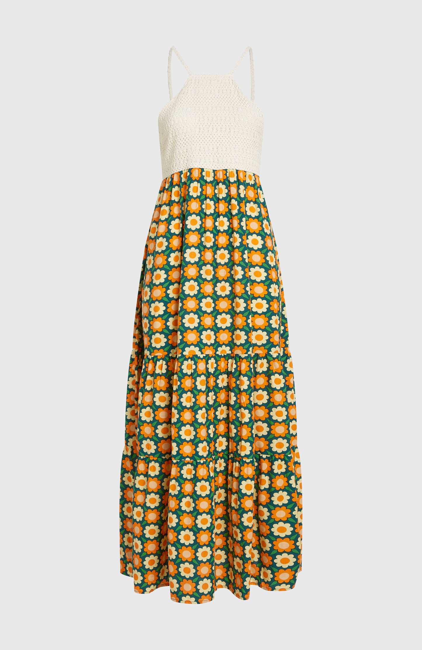 O'Riginals Maxi Dress Women Green Retro Flower