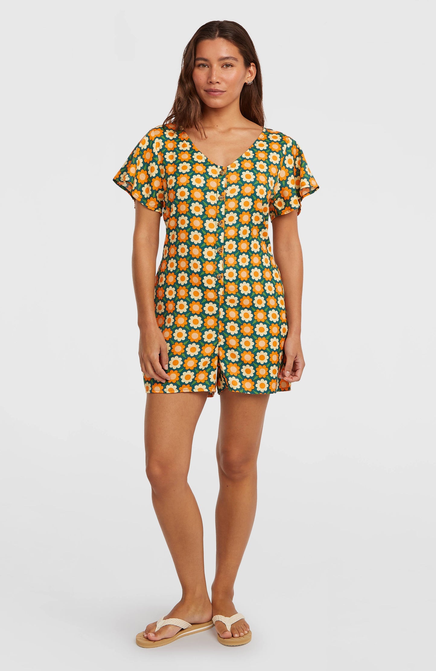 O'Riginals Playsuit Women Green Retro Flower