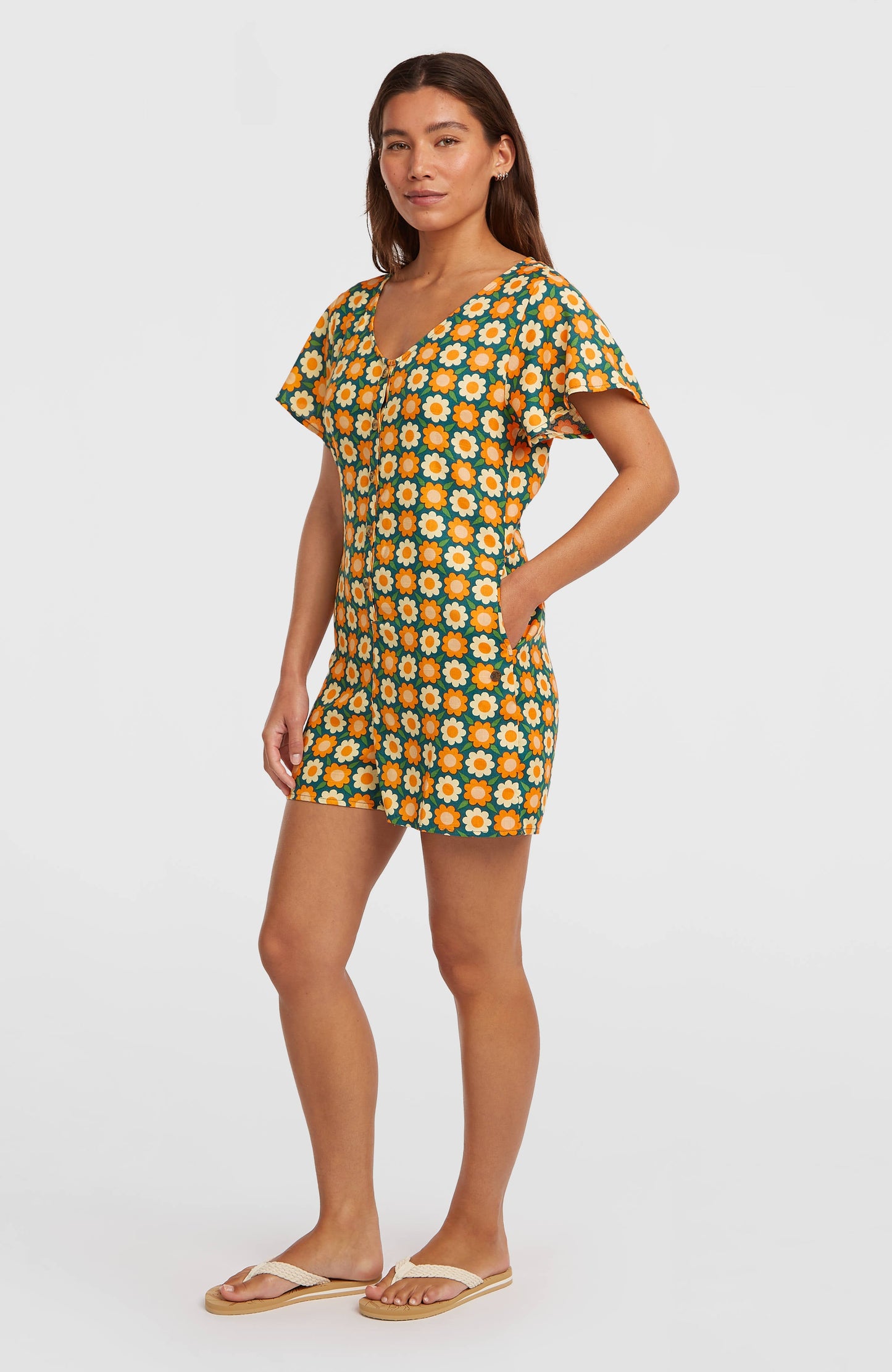 O'Riginals Playsuit Women Green Retro Flower