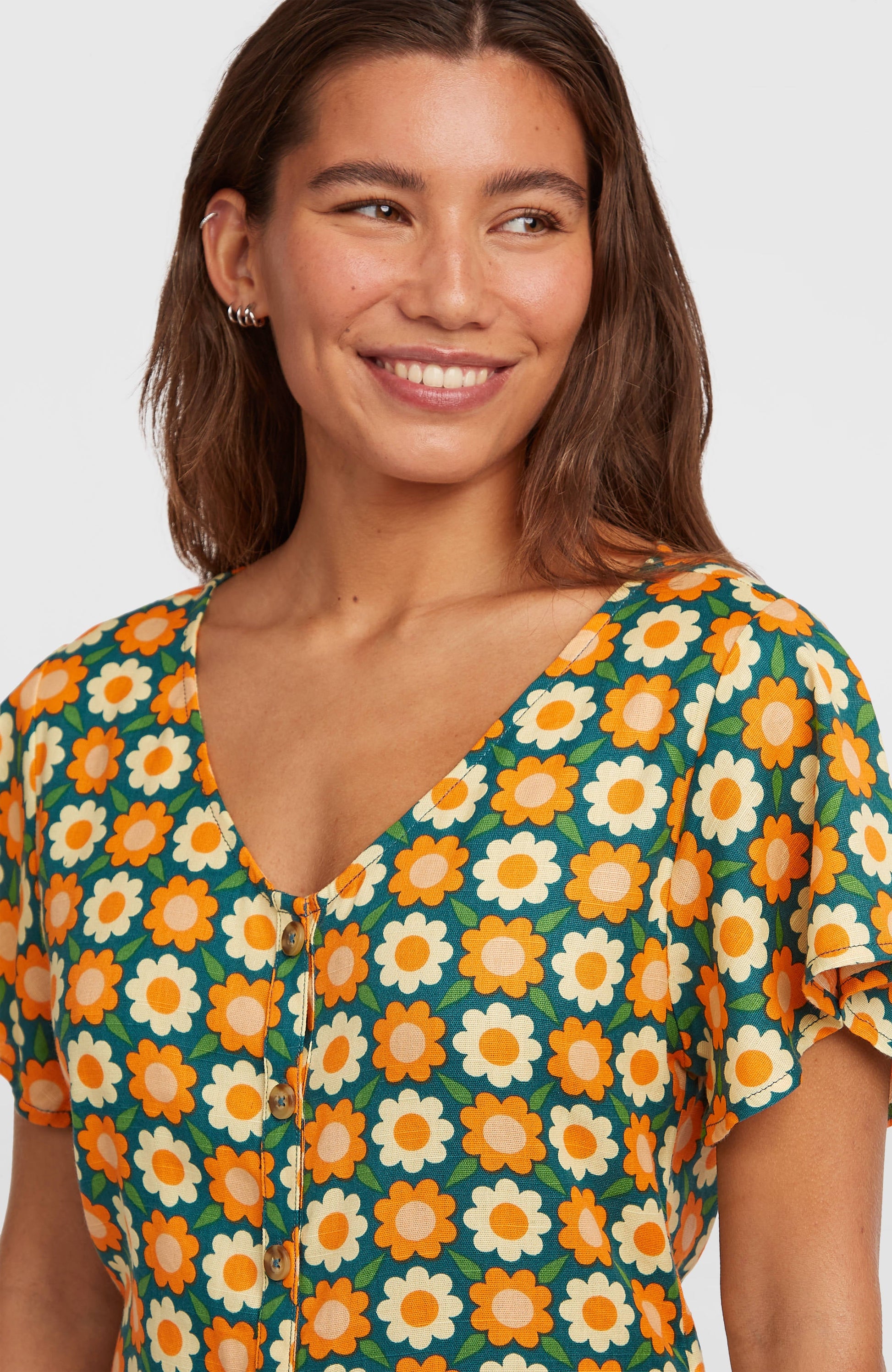 O'Riginals Playsuit Women Green Retro Flower