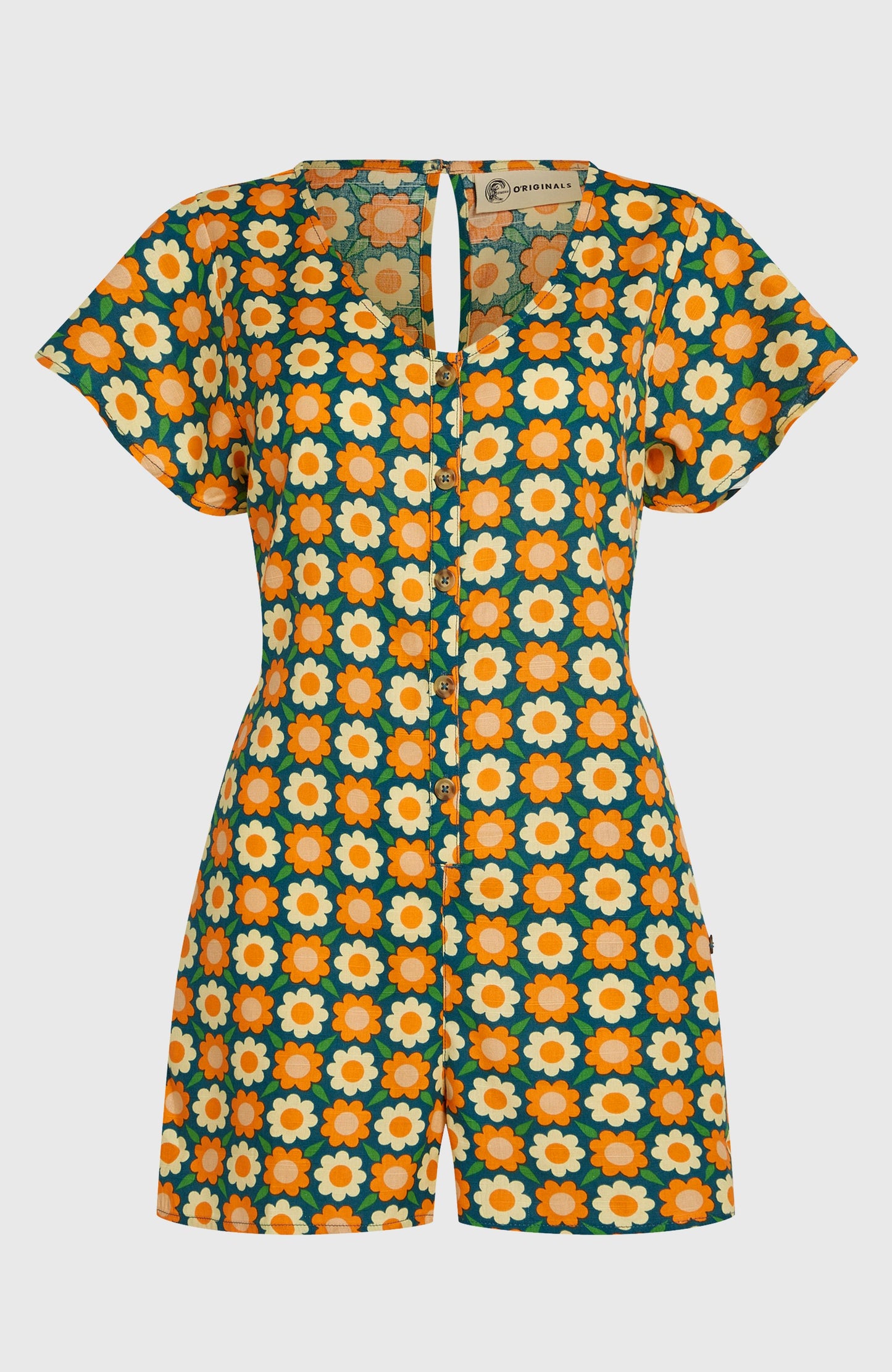 O'Riginals Playsuit Women Green Retro Flower