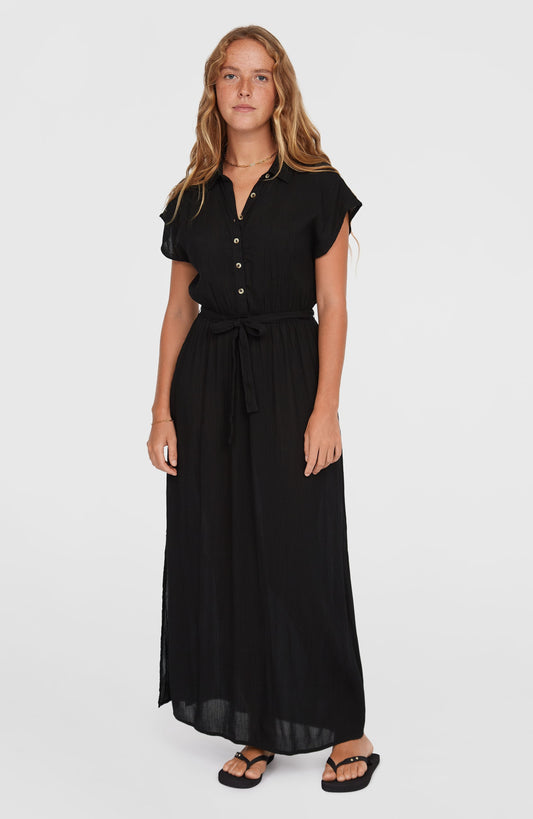 Lori Maxi Shirt Dress Women Black Out