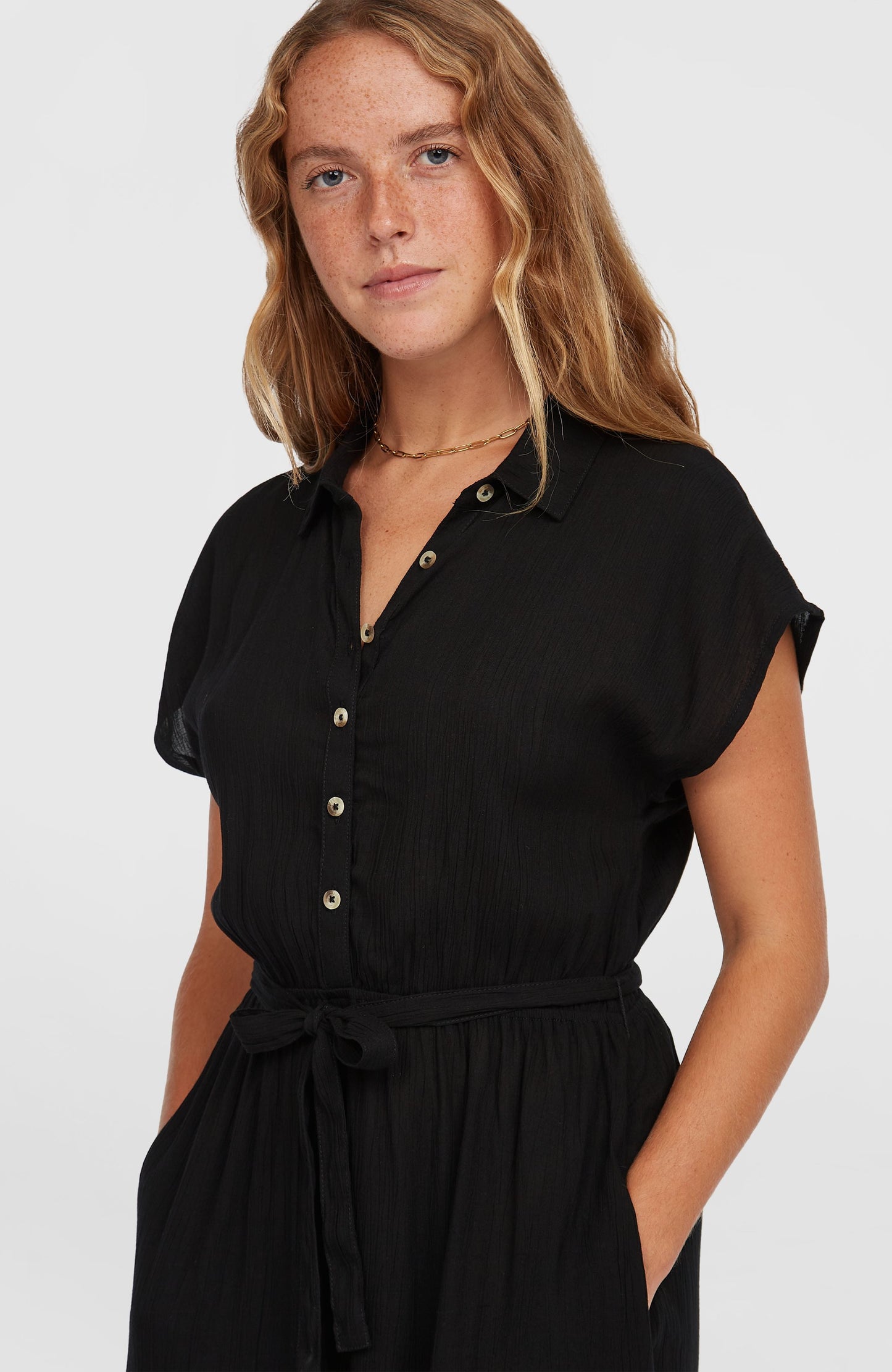 Lori Maxi Shirt Dress Women Black Out