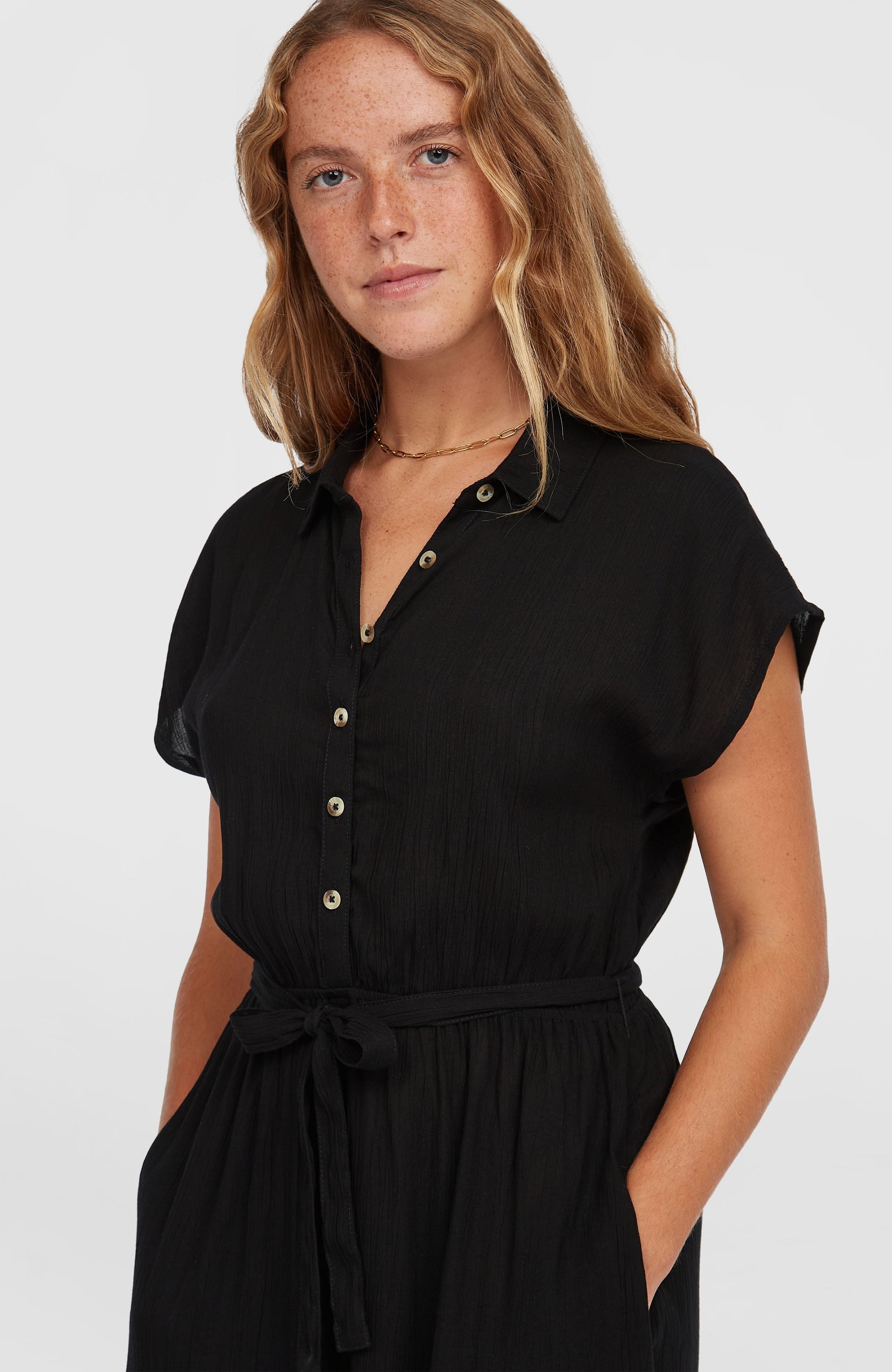 Lori Maxi Shirt Dress Women Black Out