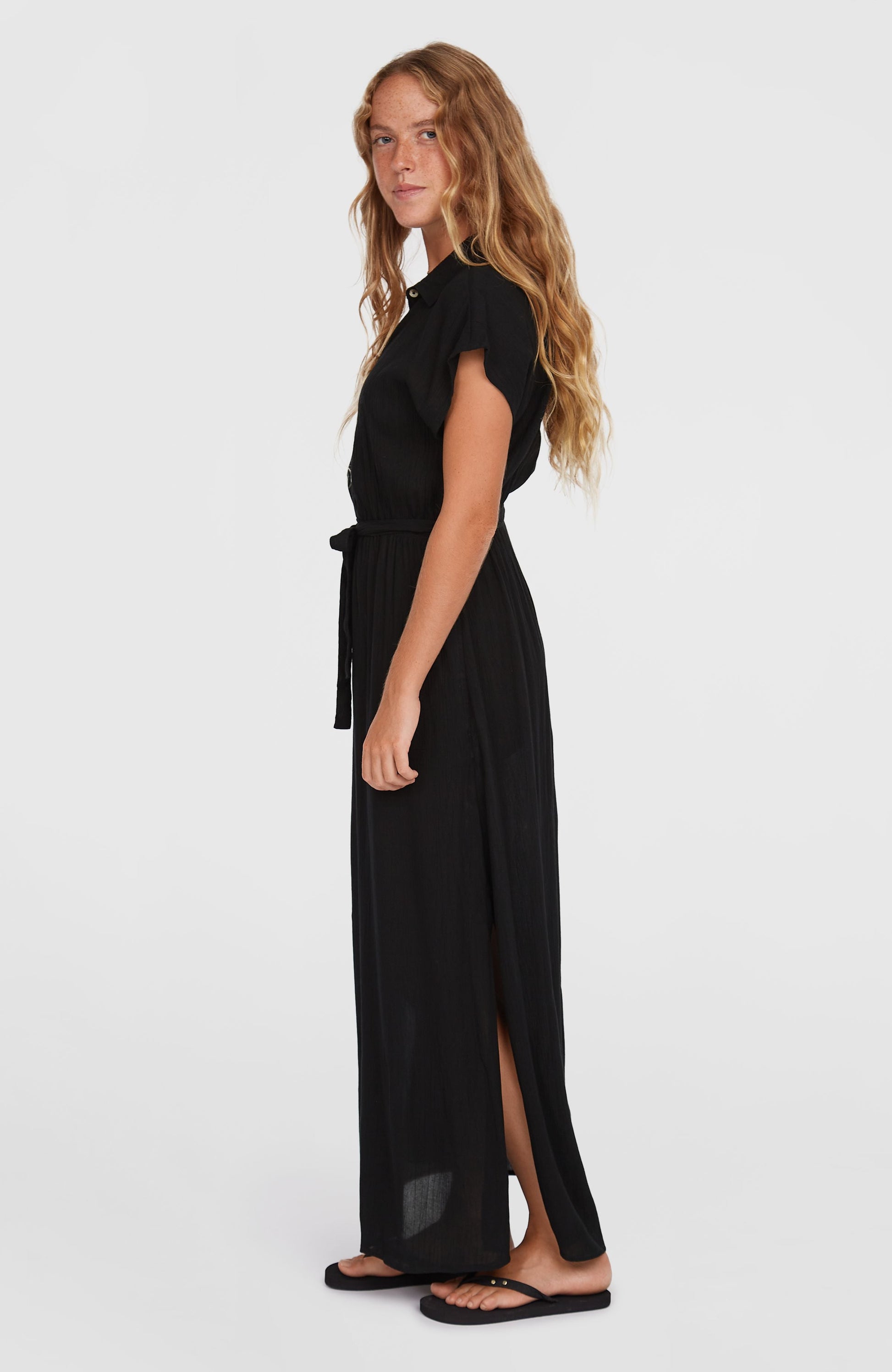 Lori Maxi Shirt Dress Women Black Out