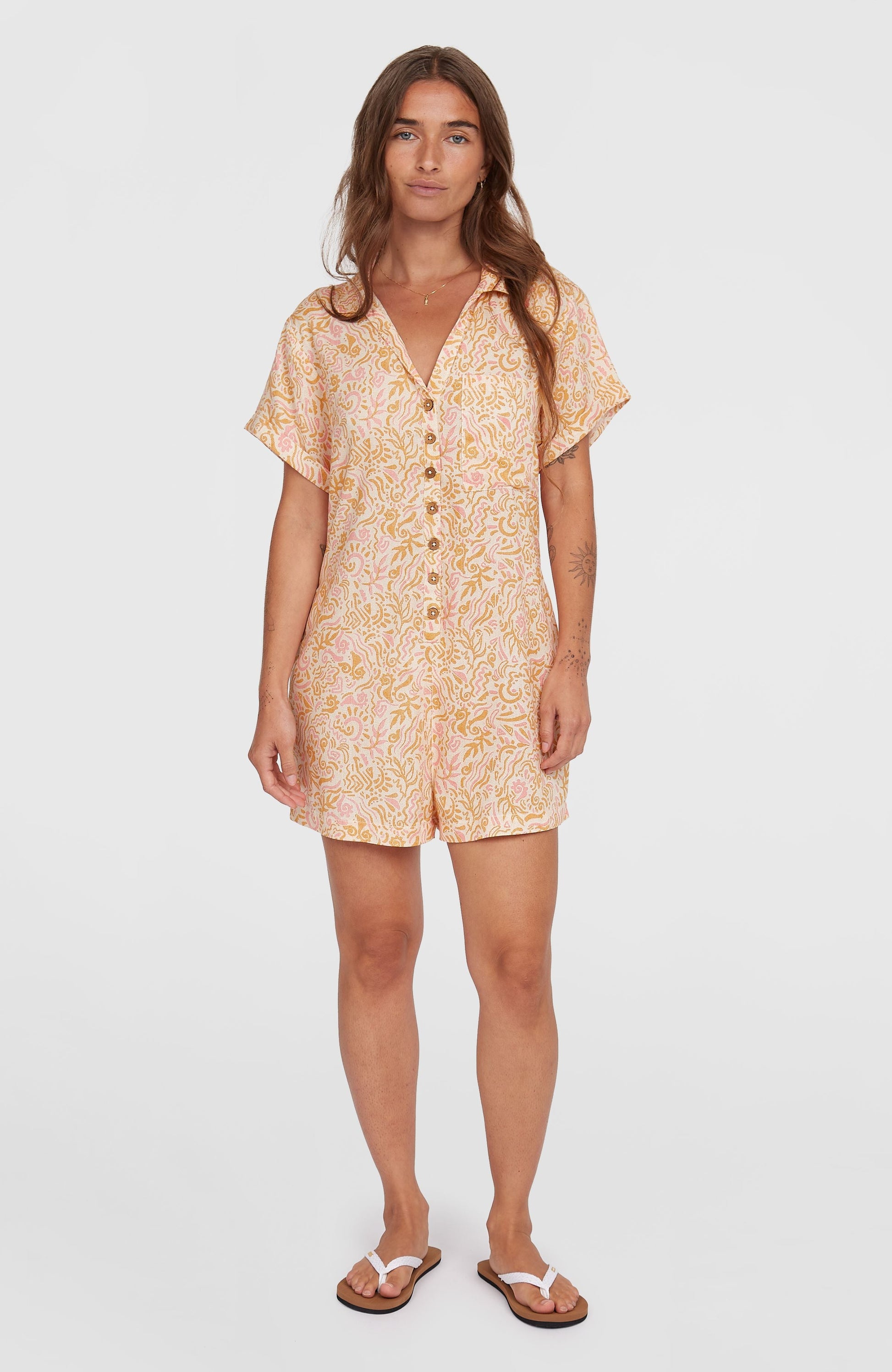 Women of the Wave Romper Women White Abstract Wave