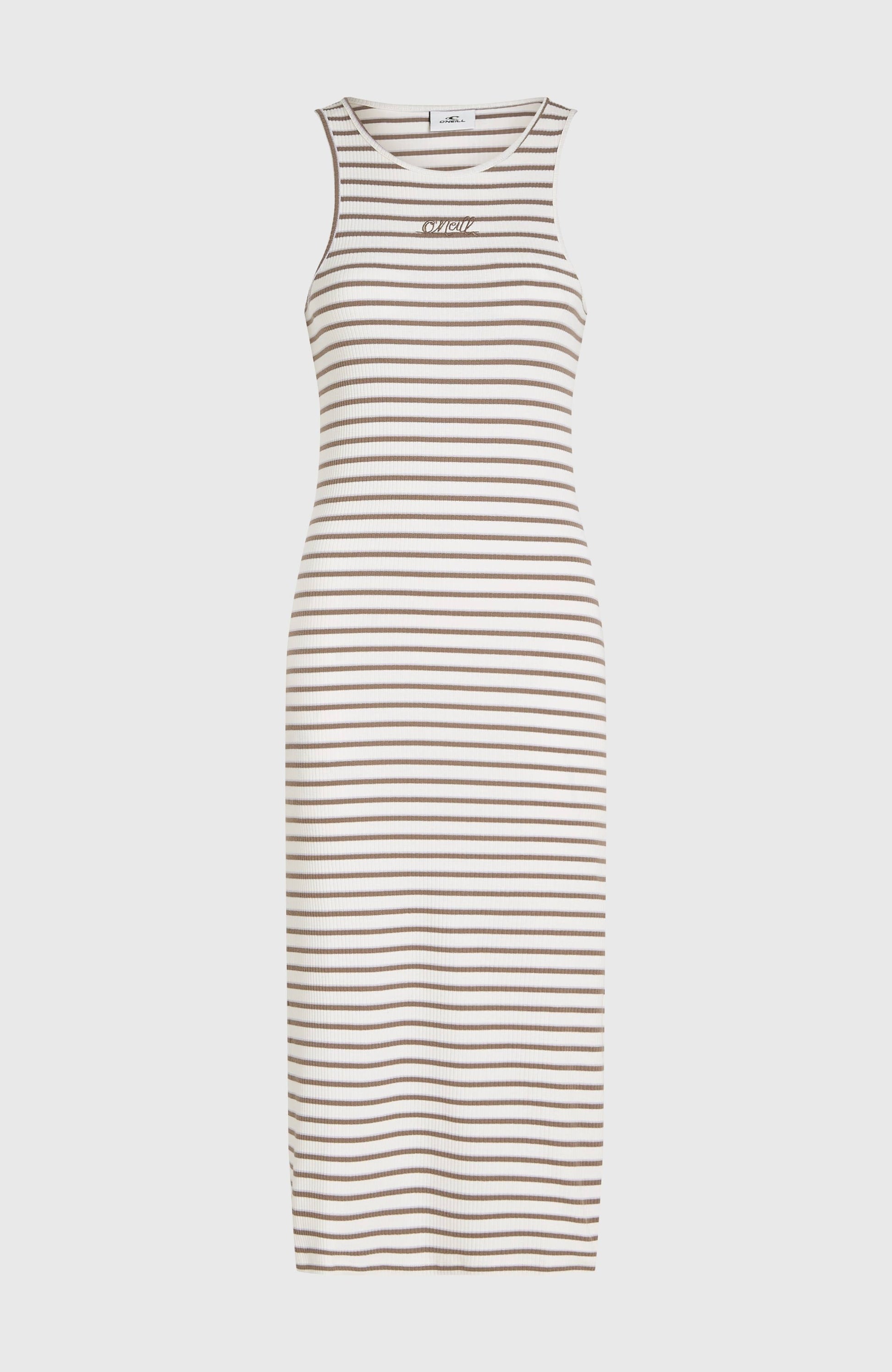 Jess Midi Rib Dress Women White Yarn Dye Stripe