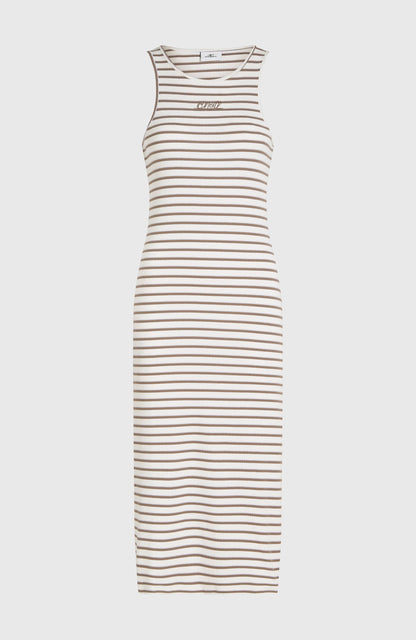 Jess Midi Rib Dress Women White Yarn Dye Stripe