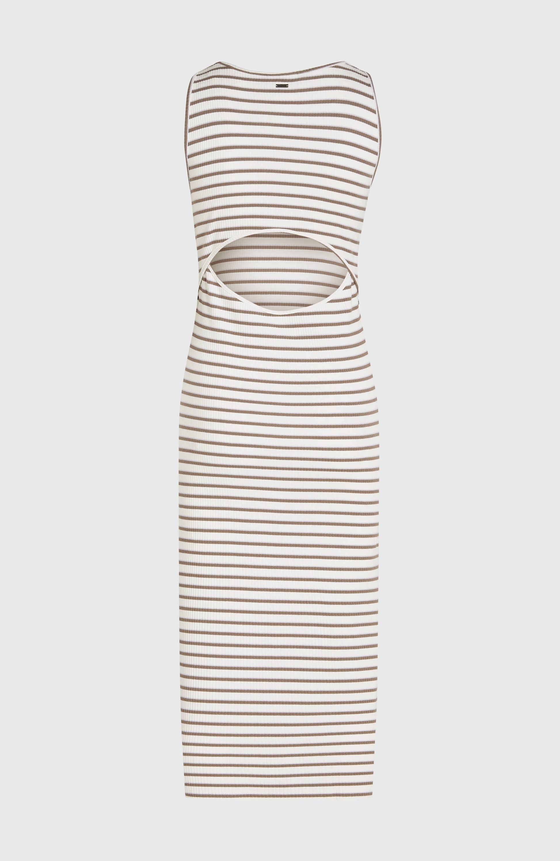 Jess Midi Rib Dress Women White Yarn Dye Stripe