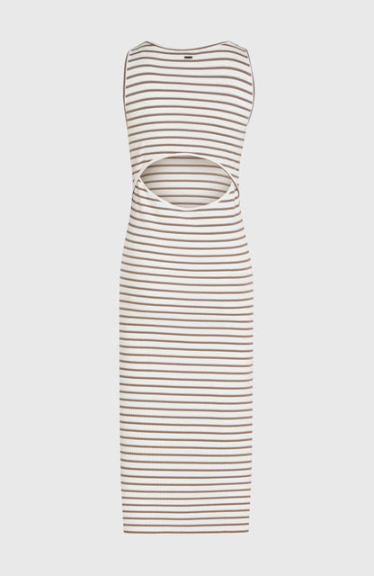 Jess Midi Rib Dress Women White Yarn Dye Stripe