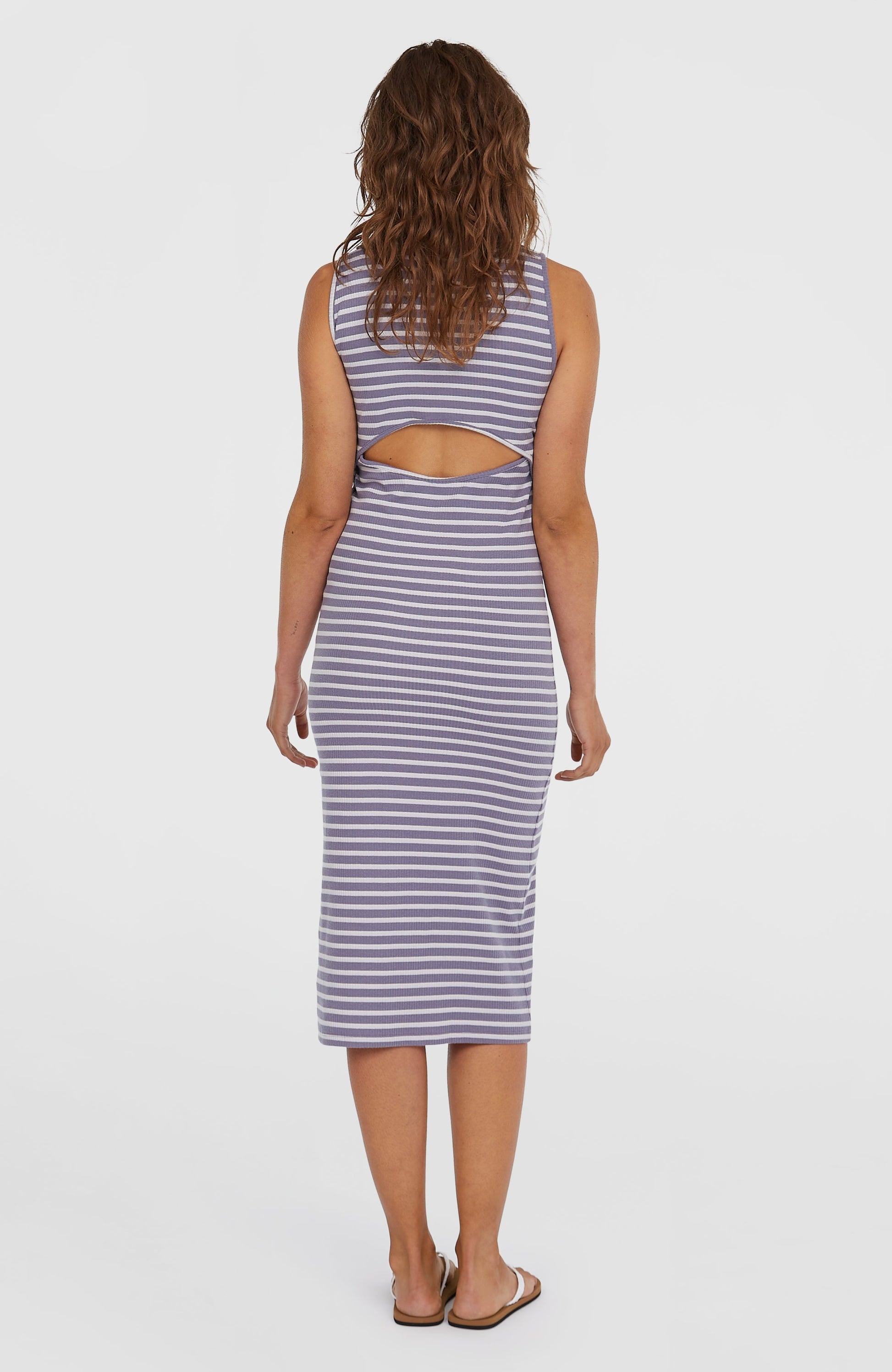 Jess Midi Rib Dress Women Purple Yarn Dye Stripe
