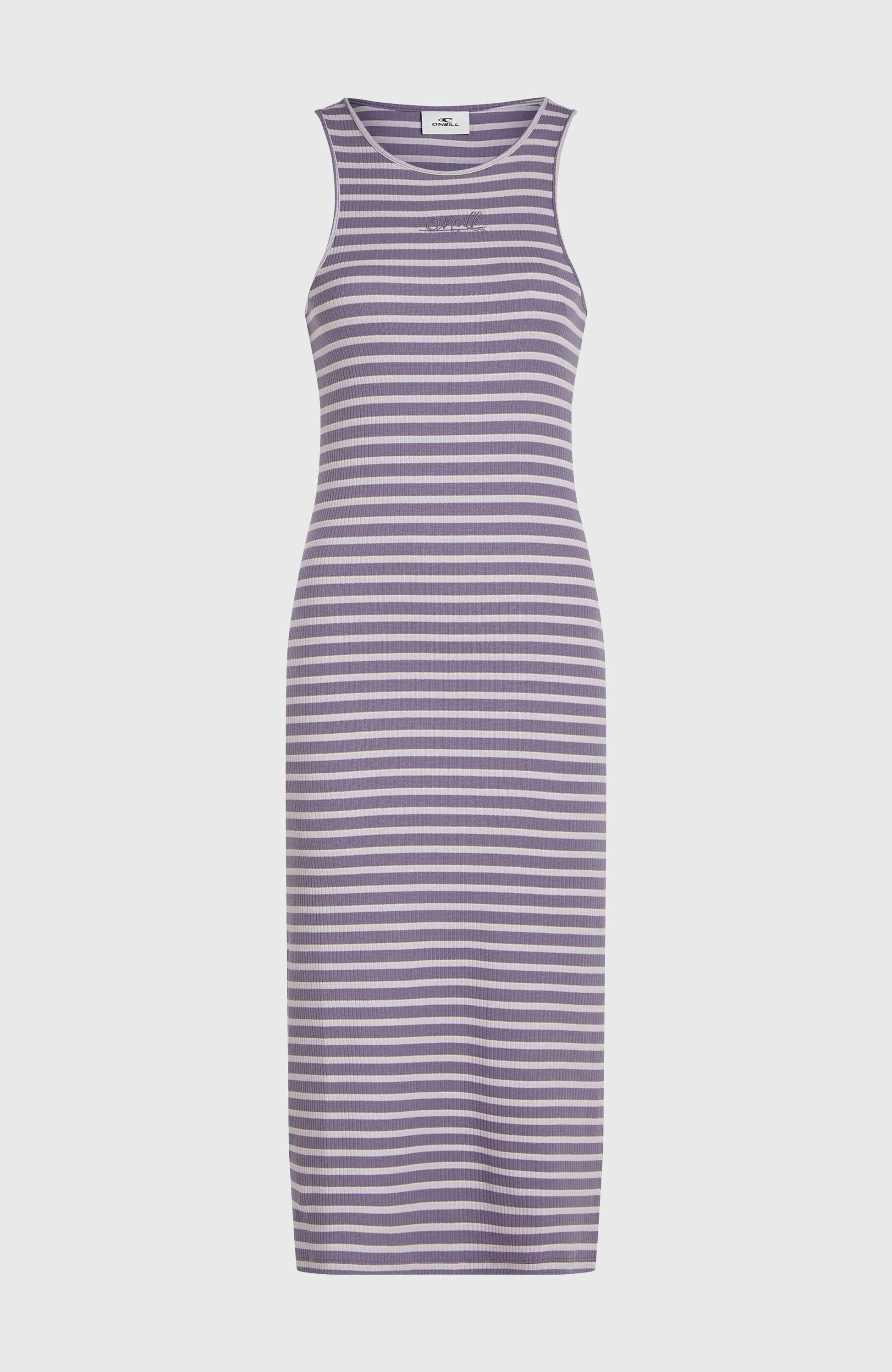 Jess Midi Rib Dress Women Purple Yarn Dye Stripe