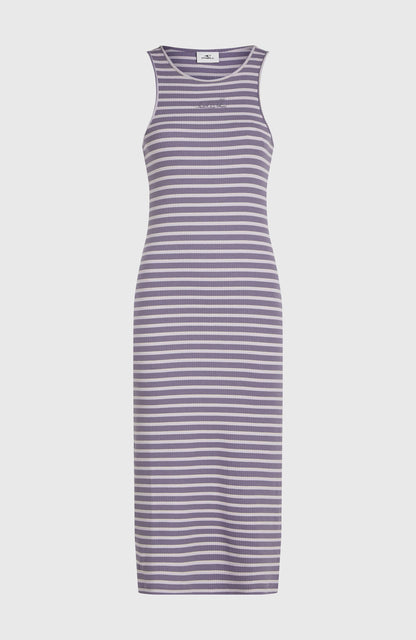 Jess Midi Rib Dress Women Purple Yarn Dye Stripe