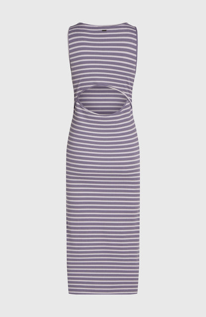 Jess Midi Rib Dress Women Purple Yarn Dye Stripe