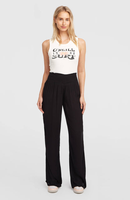 Johnny Smocked Waist Pants Women Black Out