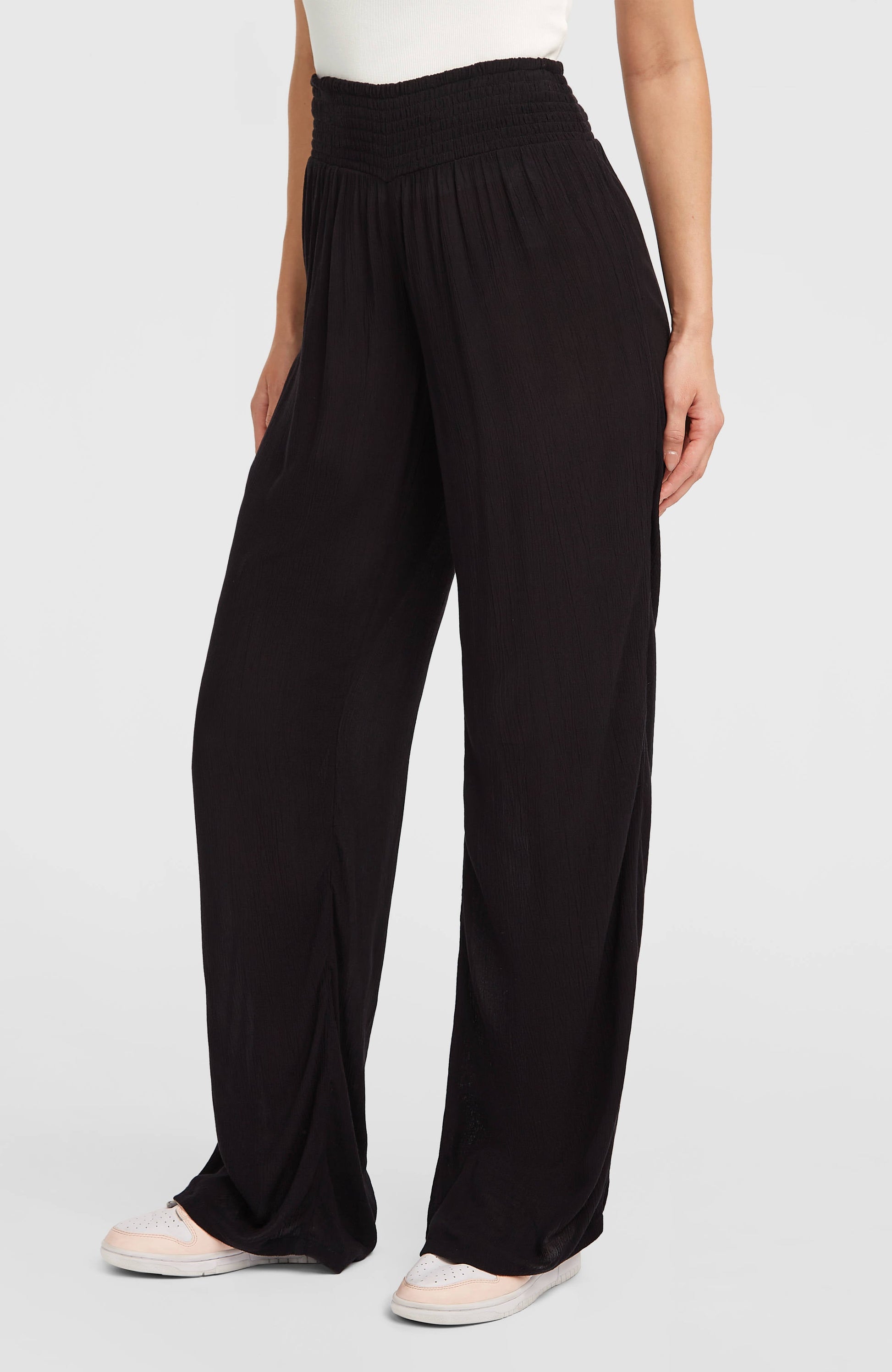 Johnny Smocked Waist Pants Women Black Out