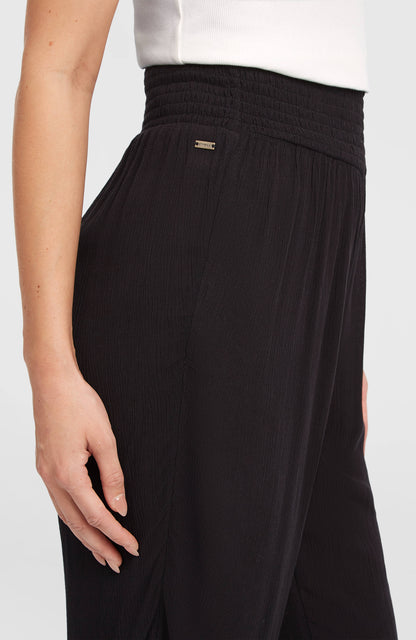 Johnny Smocked Waist Pants Women Black Out