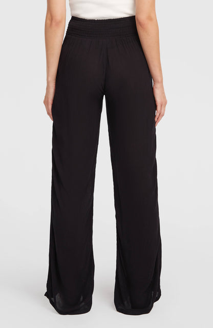 Johnny Smocked Waist Pants Women Black Out