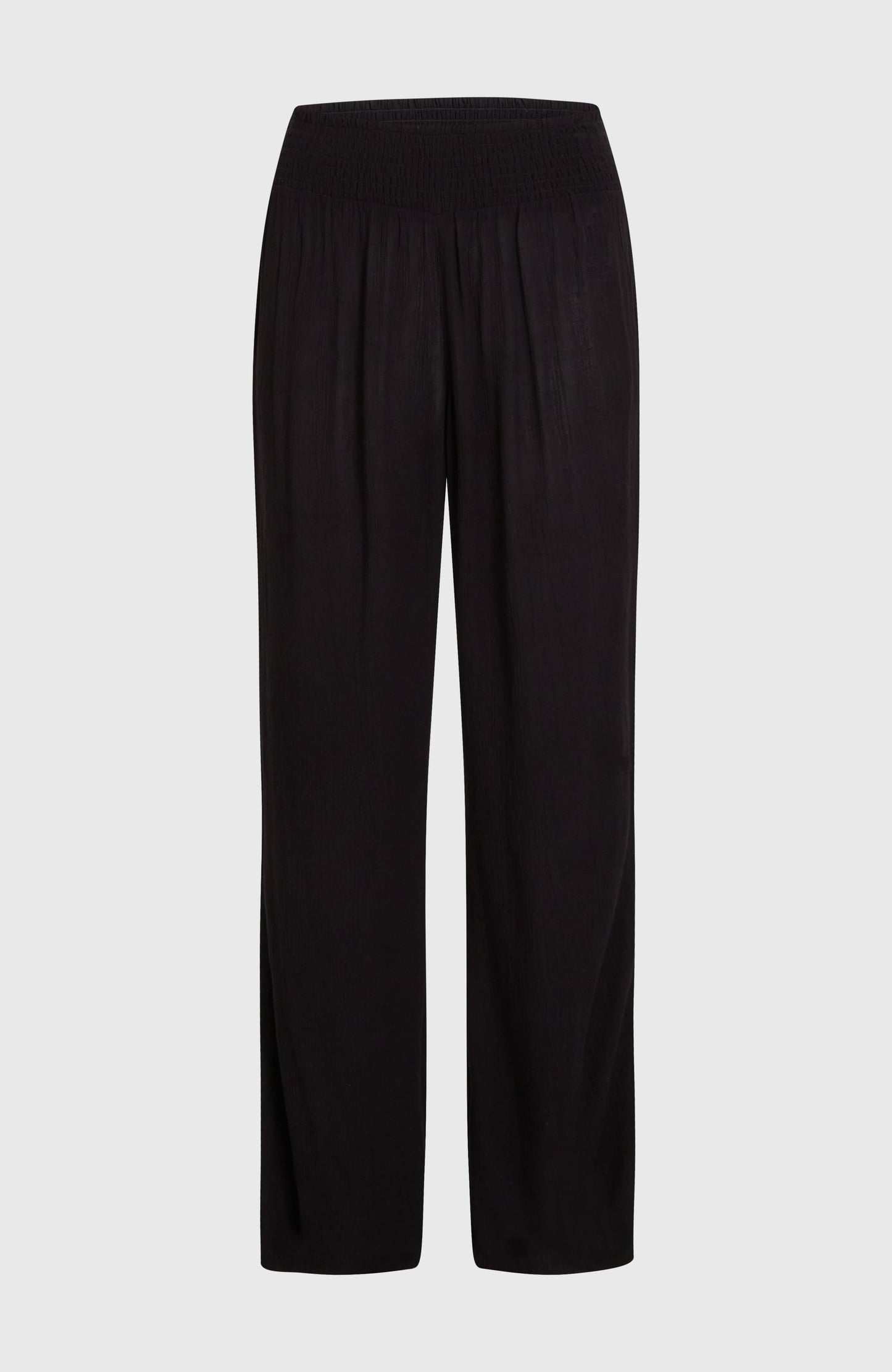 Johnny Smocked Waist Pants Women Black Out