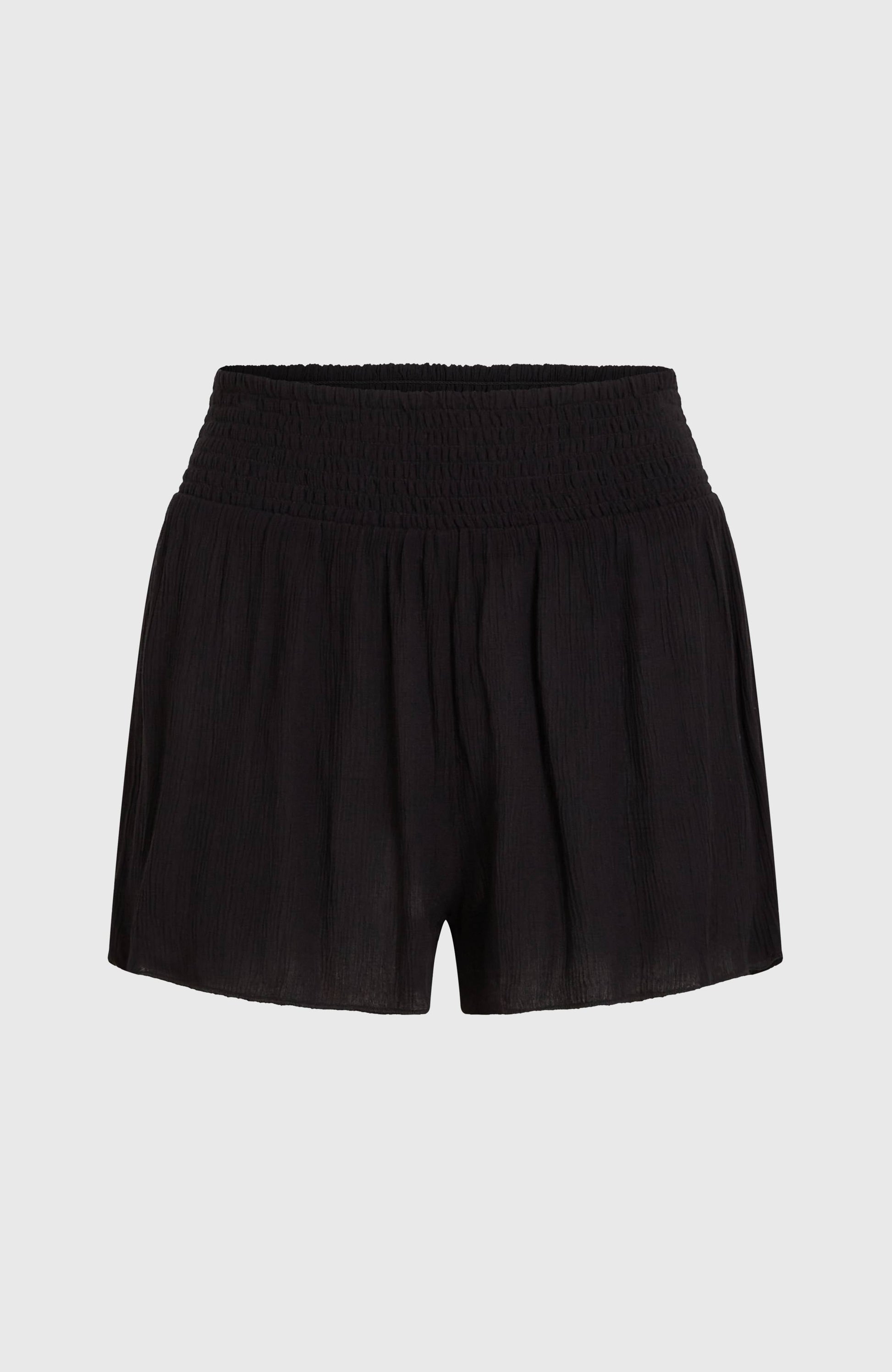 Johnny Smocked Waist Shorts Women Black Out