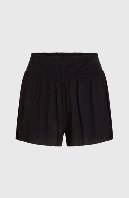 Johnny Smocked Waist Shorts Women Black Out