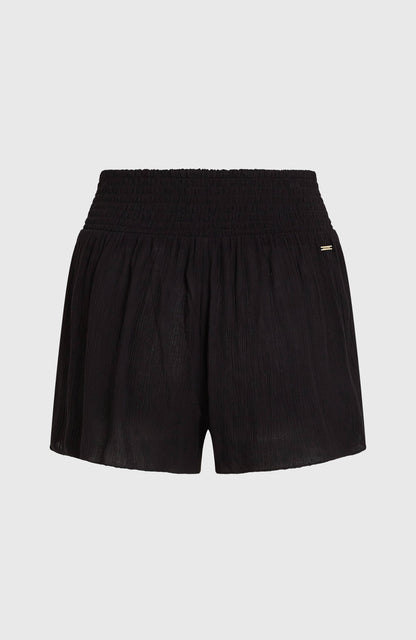 Johnny Smocked Waist Shorts Women Black Out