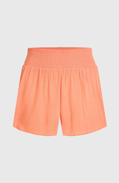 Johnny Smocked Waist Shorts Women Funky Peach