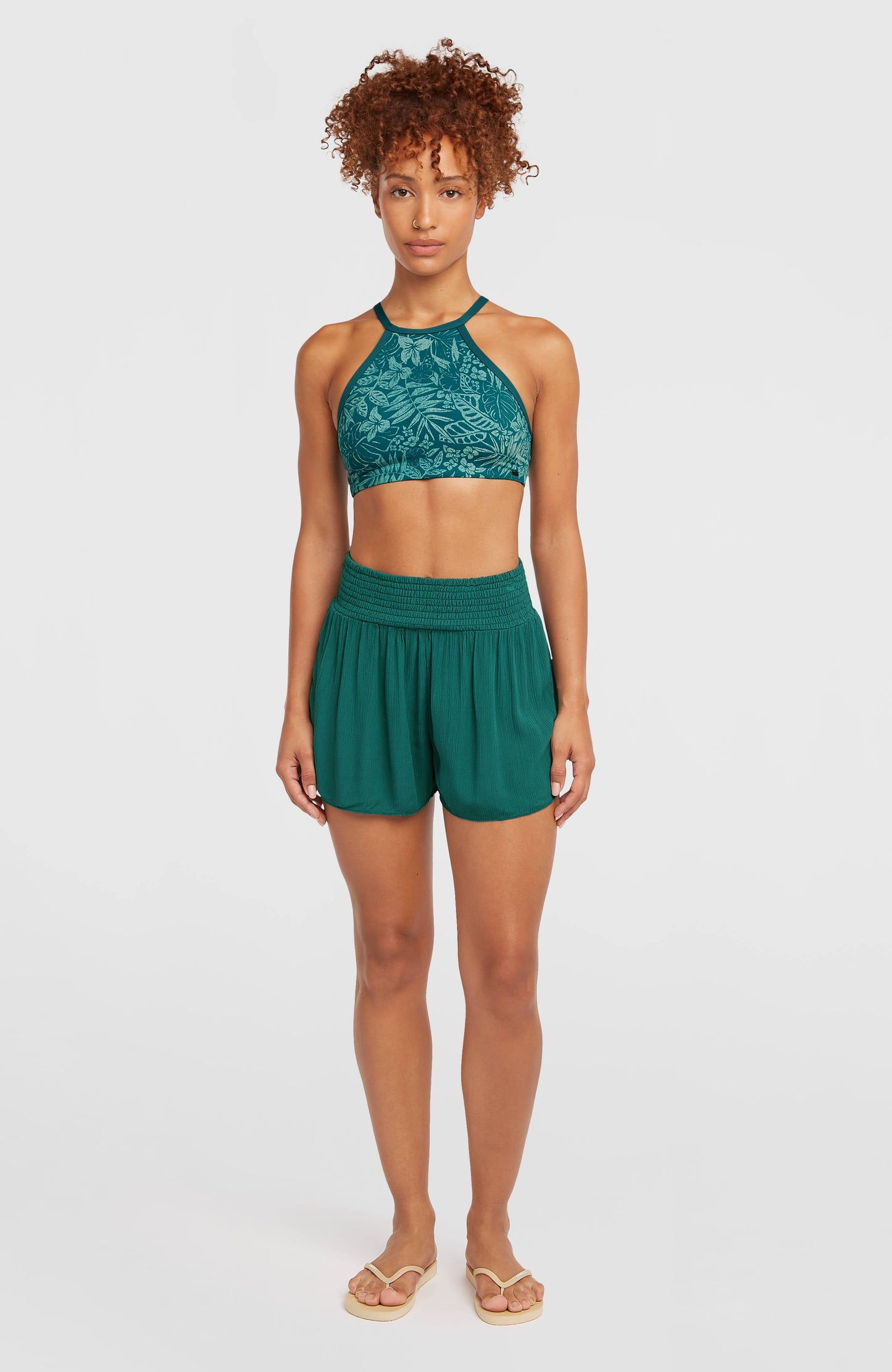 Johnny Smocked Waist Shorts Women Botanical Heat